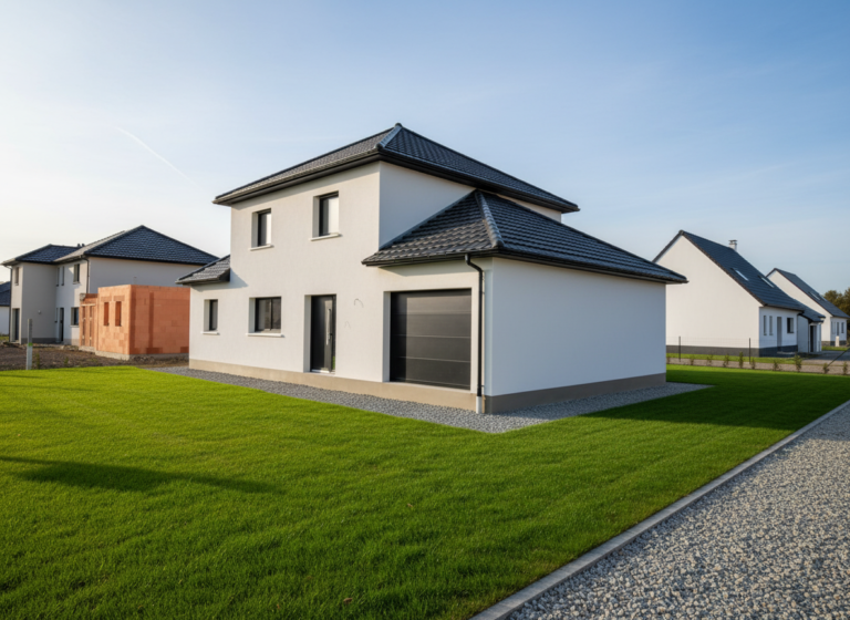 Maison traditionnelle avec façade neuve en cours de construction dans le Nord