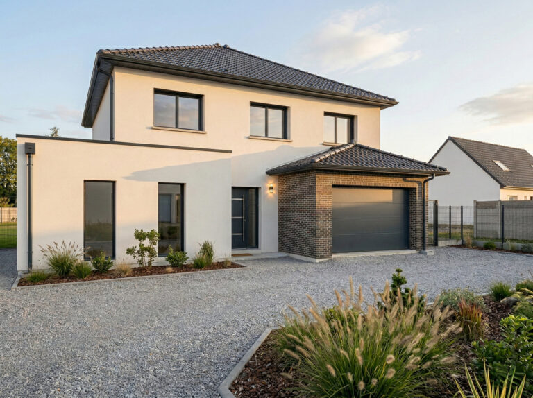 Construction d’une maison individuelle à étage avec garage en avancée dans les Hauts-de-France